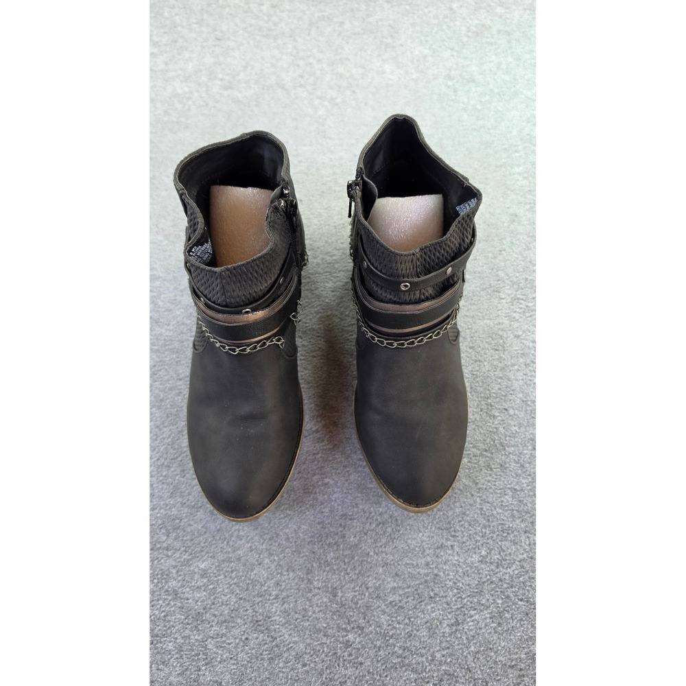 SO Womens Redbud Black Harness Ankle Boots Size 8 Black Moto Edgy